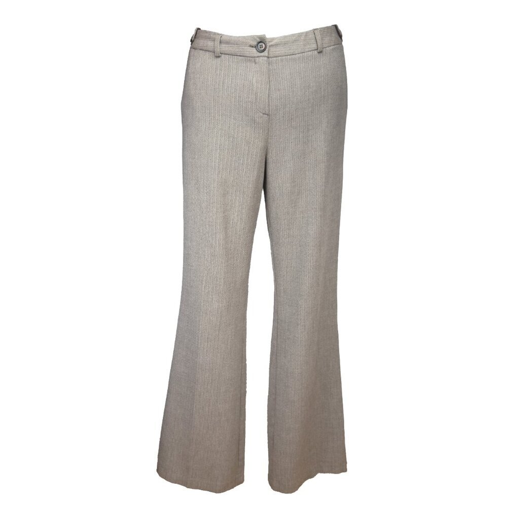 MARKS & SPENCER Office Herringbone Bootcut‎ Academia Beige Brown Trousers US 10